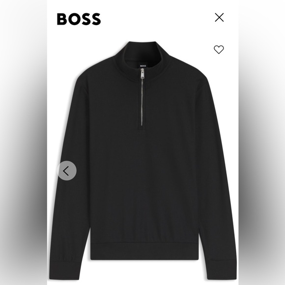 BOSS Men's 3/4 Zip-Up Black Sweater